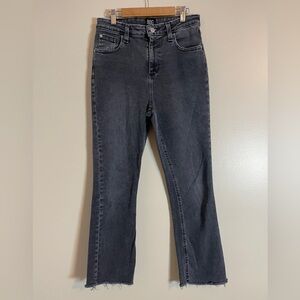 BDG Jeans Womens 27 Ash Black Kick Flare High Rise Cropped Goth Grunge Raw Hem